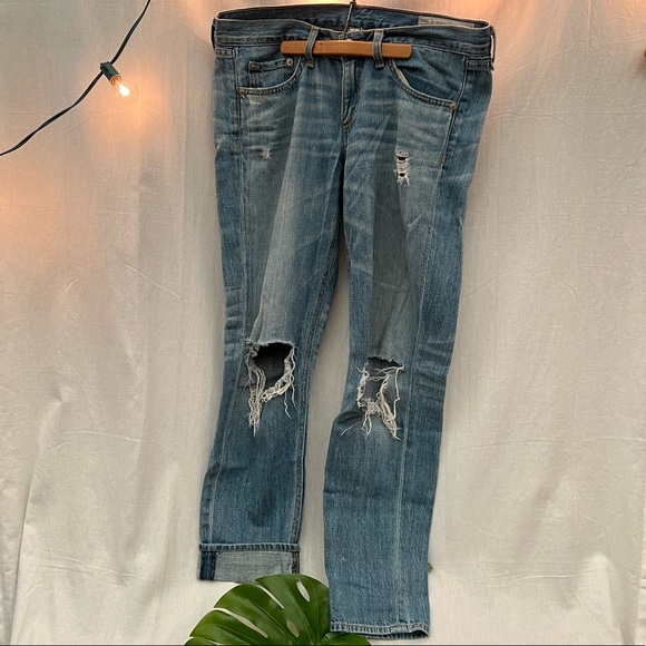 Rag & Bone Boyfriend Jean in Moss w/ Holes color sz 24 - Picture 7 of 11